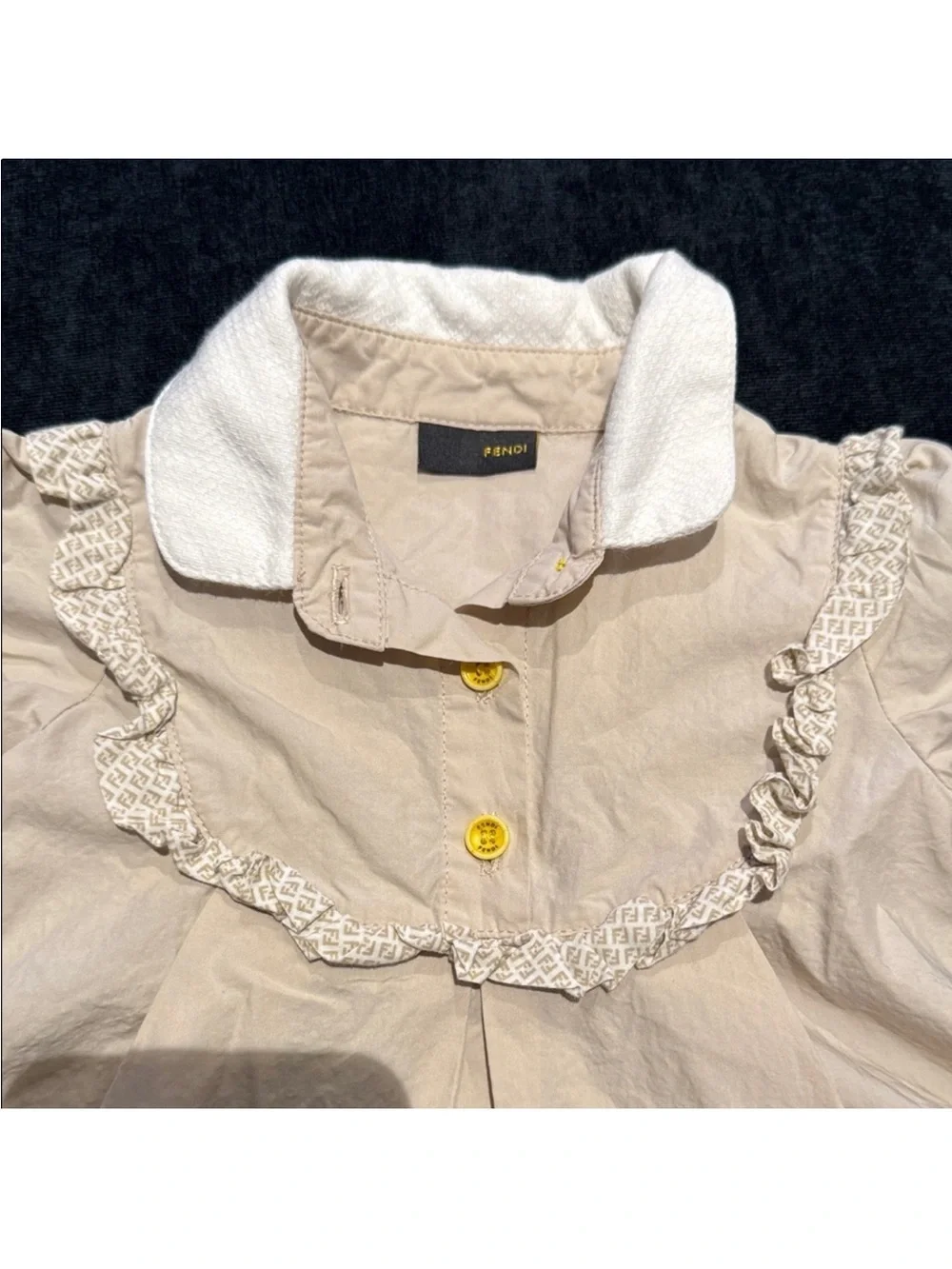 Fendi Cream Baby Dress with Yellow Buttons